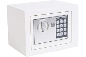 Heroecol Key and Electronic Security Safe Box Digital Deposit Box for Home Office Hotel Business Lock Box for Cash Jewelry Storage (White, 0.17 Cubic Feet)