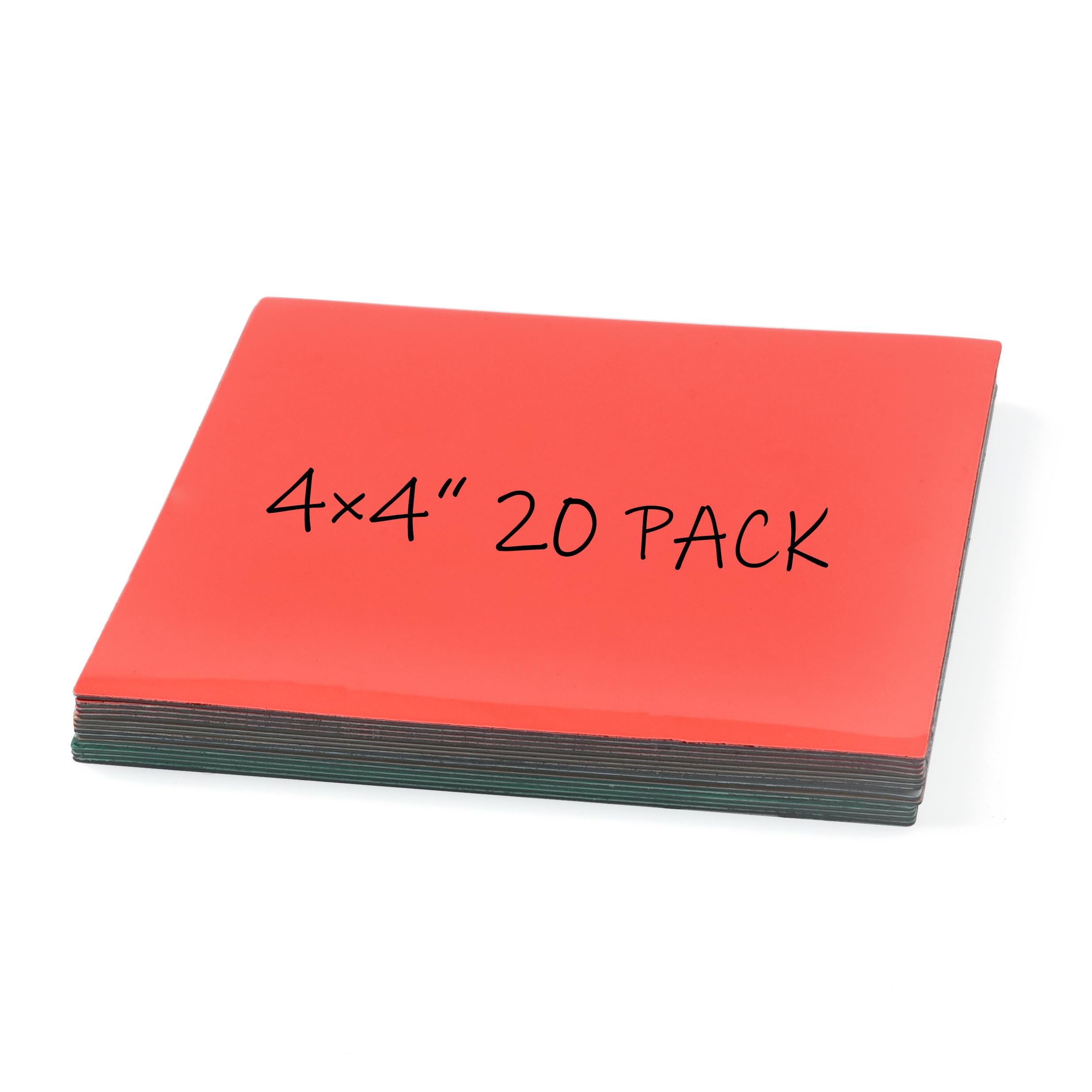 Realth Magnetic Dry Erase Labels | 20 Pcs 10CM x 10CM Red | Reusable Erasable Write | for Classroom Home Office Whiteboard Refrigerator Crafts Name Tags (RML3530R)