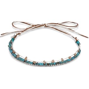 guduling Cowgirl Hat Bands,Cowboy Hat Bands for Women Handmade Cotton,Turquoise Cowboy Hats Band Rope & Acrylic Beaded Hats B