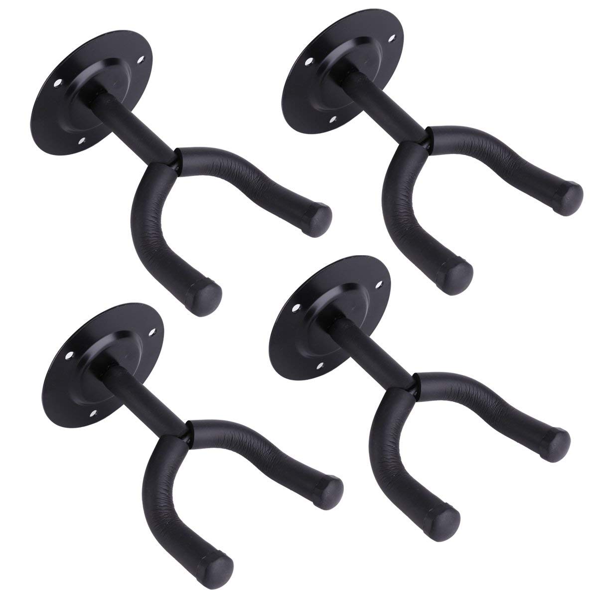 AKORD 4X Adjustable Guitar Violin Wall Mount Hanger Holder Rack Stand Hook, Black