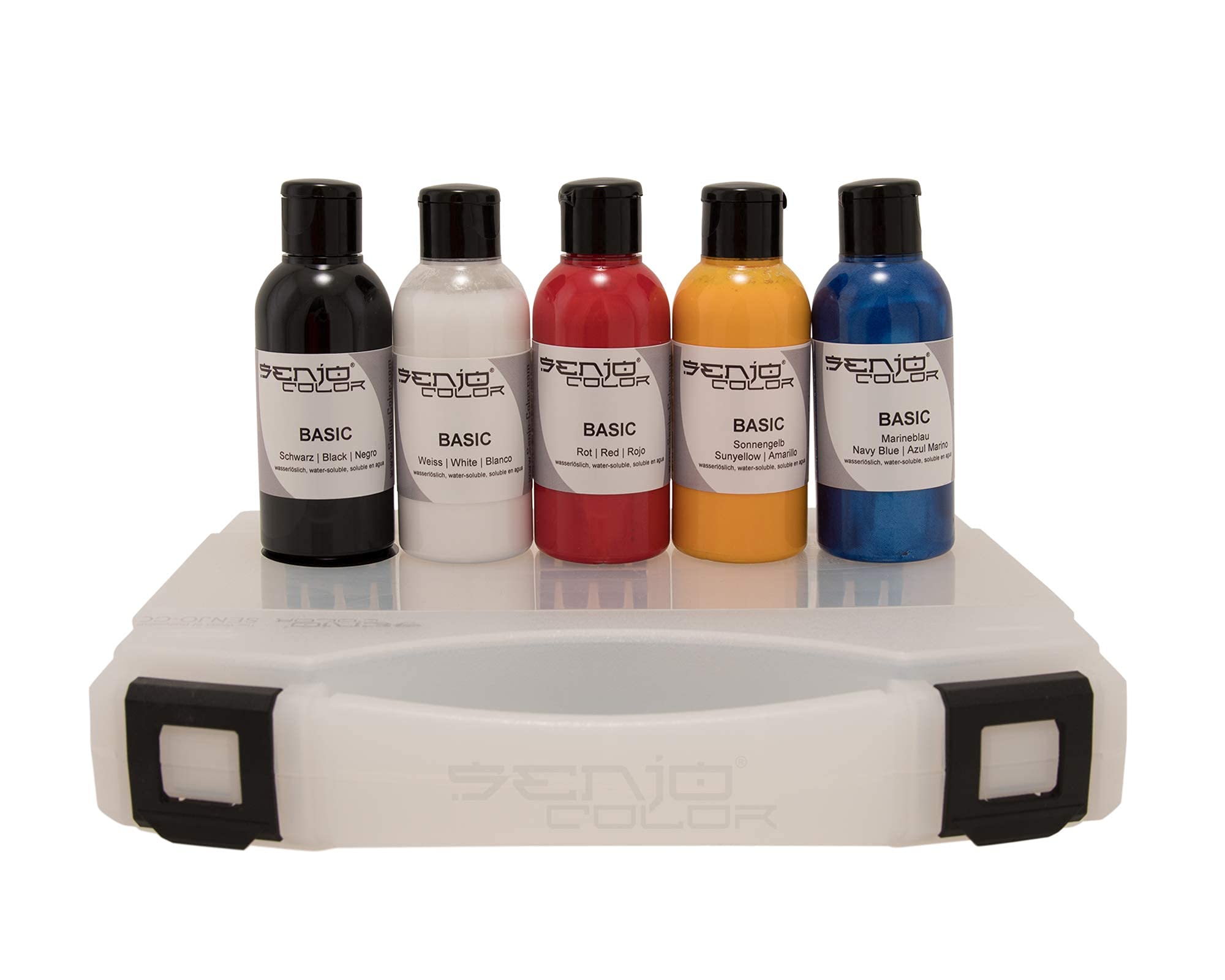 Senjo Color BASIC Brush & Airbrush Bodypainting Colour Set 5 x 75ml for Face and Body