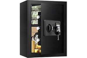 HOMIRXAN 3.3 Cubic Large Fireproof Safes for Home Use, Digital Home Security Safe Box Fireproof Waterproof with Electronic Keypad and Spare Keys, Anti-theft Fire Document Safe for Money Medicine Valuables