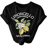 QJQ Women's Graphic Tees Lemon Fruit Print Short Sleeve Crewneck T Shirts Casual Summer Trendy Going Out Tops