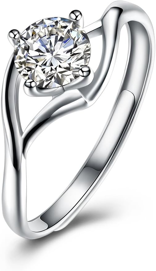 XIGUA MELON Women's Ring Adjustable 925 Sterling Silver Cubic Zirconia Wedding Rings Valentine's Day Mother's Day
