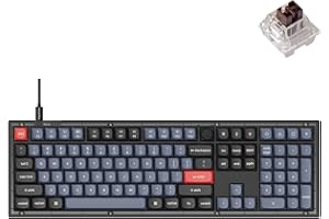 Keychron V6 Wired Custom Mechanical Keyboard Knob Version, Full-Size QMK/VIA Programmable with Hot-swappable Keychron K Pro Brown Switch Compatible with Mac Windows Linux (Frosted Black-Translucent)