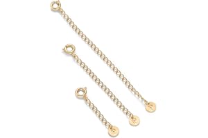 PAVOI 14K Gold Plated Necklace Chain Extenders Pack for Women - Set of Three Gold Necklace Extenders Bracelet Extension with 