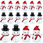 SAFIGLE 20Pcs Mini Snowman Figurines: 2 Types Christmas Tiny Resin Snowman Decoration with Top Hat Xmas Micro Landscape Ornament - Mini Garden Dollhouse Accessories for Xmas Winter Party