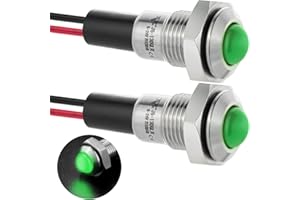 ZGSZJHF 8mm Mini Indicator Light 0.31" Waterproof IP67 Domed Sphere High Head Metal Stainless Steel 304 Signal Lamp 12V-24VDC/AC LED Light with 140mm