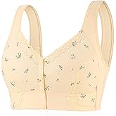 FHTECO Front Closure Bras for Odler Women Gathering Plush Size Bras Thin Cup Wireless Bras Full Coverage T-Shirt Bralettes
