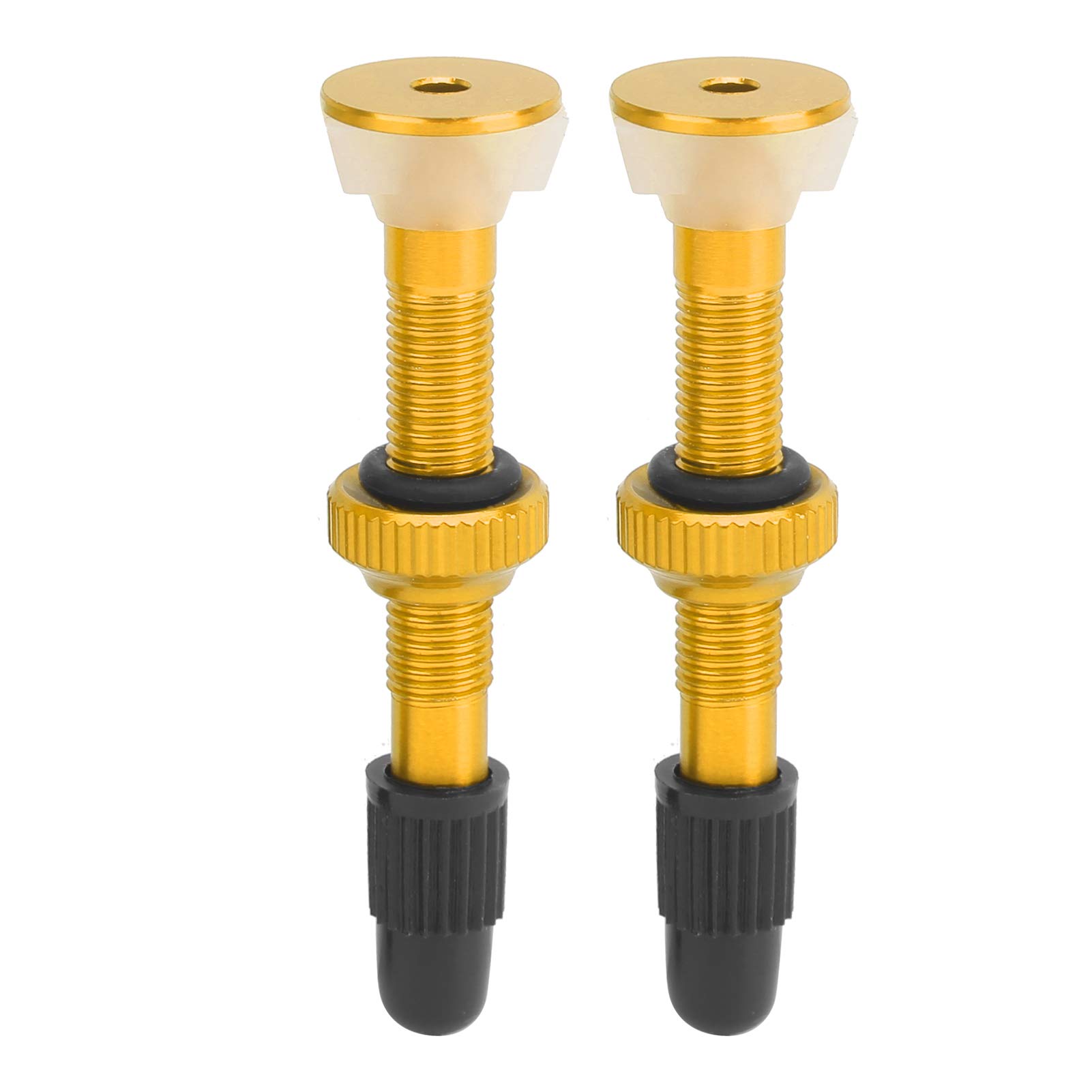 RiToEasysports 1Pair Mountain Bike Tubeless Valve Stem Aluminum Alloy Good Sealing Bicycle Presta Valve Stem with Nut(Gold) Ride