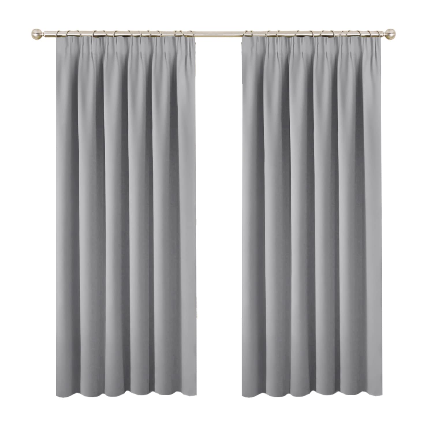 BellaHills Insulated Thermal Blackout 72-Inch Drop Grey Curtain Panels Pair - Pencil Pleat Window Drapes for Bedroom/Living Room (Set of 2, Dove Grey)