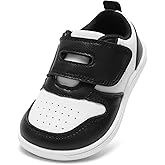 STQ KIDS Toddler Wide Toe Box Barefoot Shoes Boys Girls Sneakers Zero Drop Kid Tennis Running Shoes Lightweight Non-Slip Comfortable Leather First Walking Shoe Outdoor Activities School