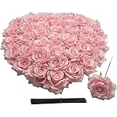 GrainBuds Fake Flower Heads for Craft,3.8" Pink Rose Heads Artificial Flowers,36 Pcs Silk Rose Wedding Decoration Party Home Decor,DIY Crafts (Light Pink, 3.8)