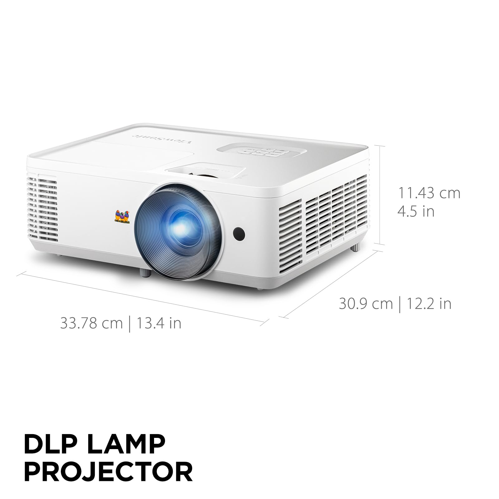 ViewSonic PA503HD 4000 Lumens High Brightness Projector with 1.1x Optical Zoom, USB, and HDMI inputs for Home and Office