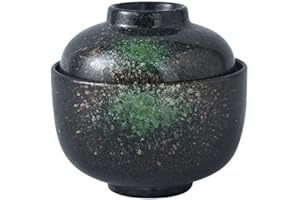 POPETPOP Small Stew Pot with Lid: Ceramic Ramen Bowl with Lid Dessert Pot Seasoning Jar for Noodle, Soup, Rice Noodle, Porrid