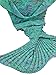 SZXKT Mermaid Tail Blanket For Kids Teens Adult Handmade Wave Mermaid Blankets Crochet Knitting Blanket Seasons Warm Soft Living Room Sleeping Bag 74''x35'' (Green)