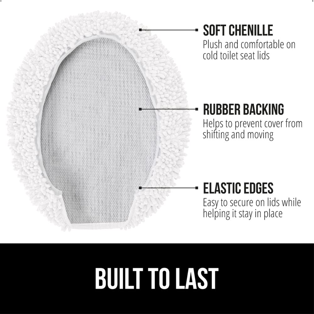 Gorilla Grip Soft Chenille Bathroom Toilet Lid Cover, Machine Washable