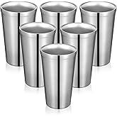 Dimeho 6pcs Stainless Steel Cups 16oz Insulated Cup Stackable Double Wall Water Glasses Unbreakable Water Tumbler Metal Cup Premium Drinking Glass for Bar Home Restaurant Party Travel Camping Outdoor