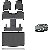 KELCSEECS® Floor Mats & Cargo Liner Custom for 2021-2026 Chevrolet Suburban/GMC Yukon XL 7 Seats with 2nd Bucket Seats All Weather Protection TPE Liners Full Set Chevy Suburban Accessories Black
