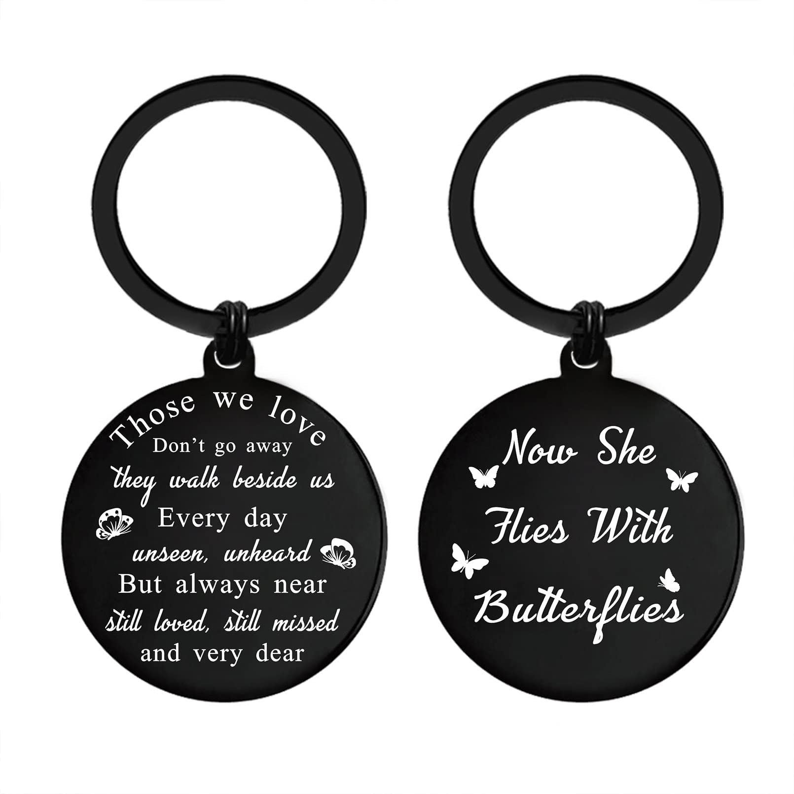 ENGZHI Sympathy Gifts Memorial Keyring -Those We Love Didn't Go Away - Butterfly Memory Gifts for Loss of Sister Grandma Daughter Auntie