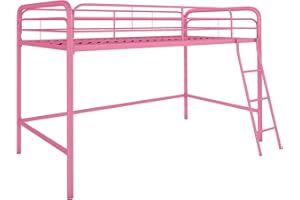 DHP Jett Junior Twin Metal Loft Bed, Pink
