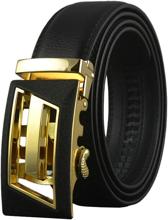 Ratchet Belts for Men Leather with Automatic Gold Buckle Big and Tall