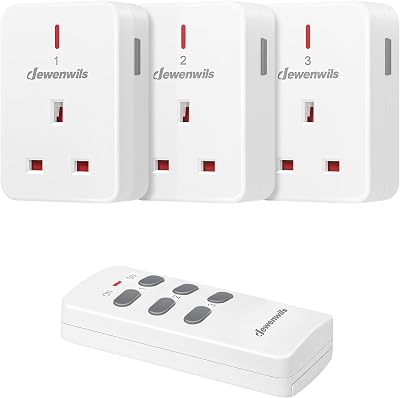 DEWENWILS Remote Control Plug Socket 13A 3120W 100ft Long Range 3 Pack