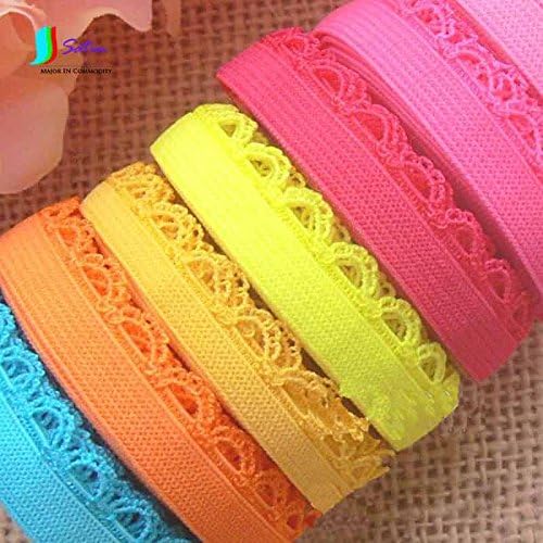 1X Colorful Elastic Lace Webbing Underwear Edge Material For Diy Garment Clothes Sewing Ribbon Headband 48m/lot (Random 6 Color x 8M)