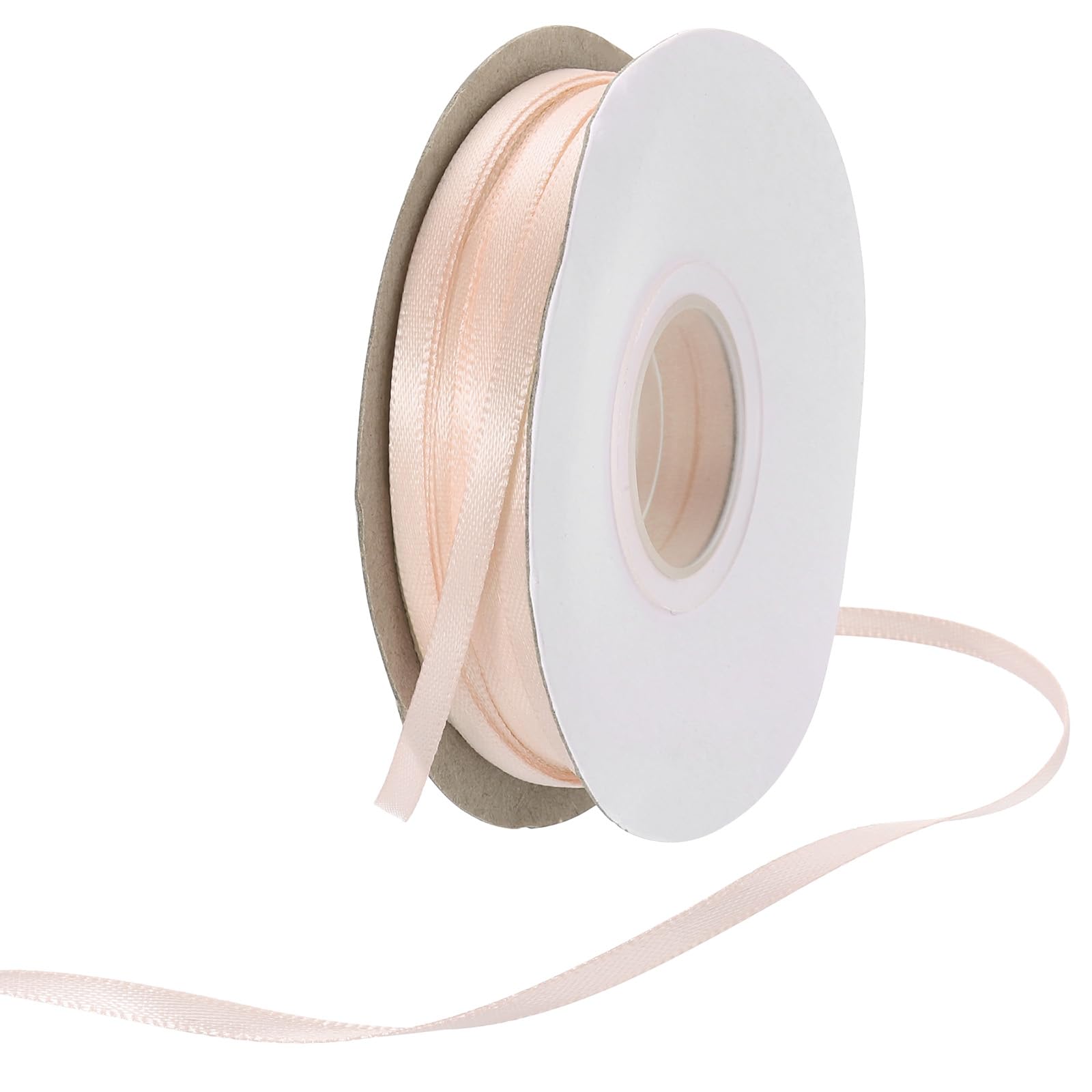 Rebower 3mm Satin Ribbon 46m Thick Double Face Grosgrain Silk Ribbon, [for Gift Wrapping, Hair Bows, Wedding, Cake, Flower] - 50 Yard/150ft/ Apricot