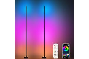 Miortior Corner Floor Lamp, 2 Pack LED Corner Lamp with App/Remote/Button Control, Smart RGB Floor Lamp with 16 Million DIY Colors & 68+ Scene, Music Sync for Living Room, Bedroom, Gaming Room