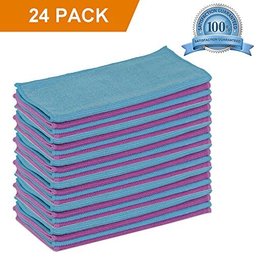 Microfiber Cleaning Cloth 24 Pack 8 x 8 inch Small Cleaning Rag ( 12 Blue 12 Purple )