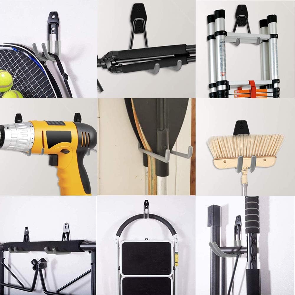 Garage Hook, Heavy-Duty Garage Hook, Tool Hook, Heavy-Duty Wall-Mounted Garage Organizer, Suitable for Bicycle Storage, ladders, Power Tools, Bulk Items (Set of 10) (Gray) - - 