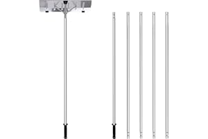 GARDENISED Quickway Imports Snow Rake Shovel | Aluminum Snow & Leaf Removal Tool & Pusher Scraper for House Roof & Car with 24” Rolling Blade, Lightweight 5-21’ Telescoping Extendable Handle & Nonslip Grip,Gray