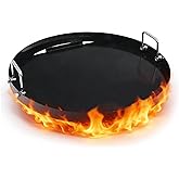 SHINESTAR Carbon Steel Grill Griddle for Weber, 22" Round Flat Top Griddle | Ceramic Coating, No Seasoning Required, Foldable Handles, Grease Trough, Smooth Surface, Outdoor Patio &amp; Backyard Use