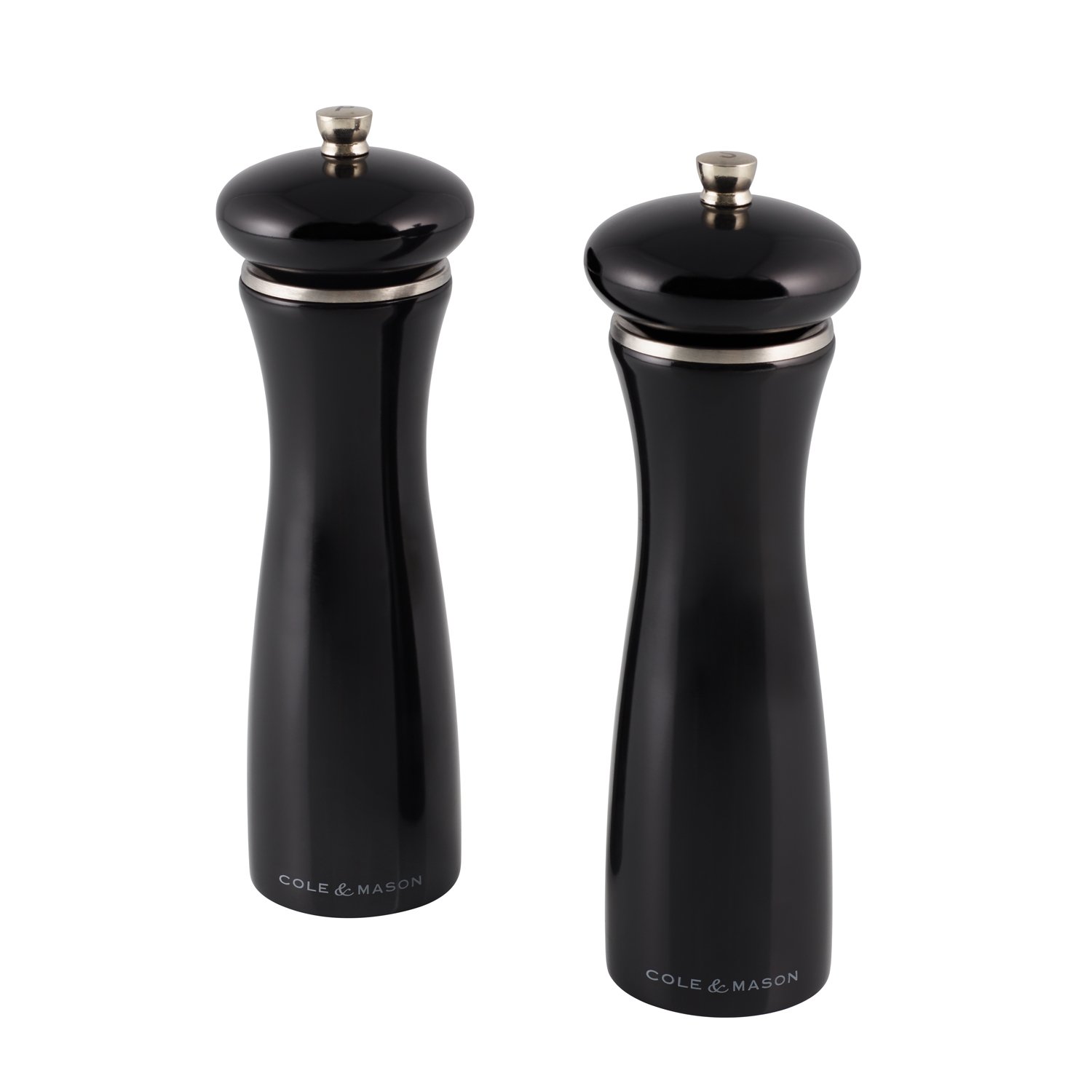 Cole & Mason HS0888P Sherwood Black Salt and Pepper Mills | Precision+ Wooden | Beech Wood | 200mm | Gift Set | Includes 2 x Salt and Pepper Grinders | Lifetime Mechanism Guarantee