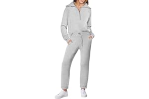 Prinbara Womens 2 Piece Outfits Sweatsuit Set 2024 Trendy Half Zip Sweatshirt and Sweatpant Matching Lounge Set Tracksuit