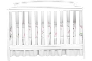 Crib Skirt for Baby Boys or Girls, Bohemian White Crib Bed Skirt Chic Vintage Nursery Decor 28x52x14 Inch