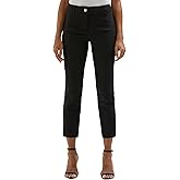 Rafaella Womens 27" Satin Luxe Crop Pants, Stretch Fabric, Elastic Waist Panels, Straight Leg Classic Fit Capris