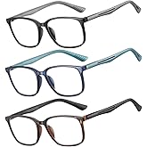 SOCTICK Reading Glasses for Men,3 Pack Blue Light Blocking Readers for men with Comfort Spring Hinge,Large Wide Square Frame Readers,Stylish Computer Eyeglasses(+1.5)