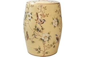 VADRET Decorative Ceramic Garden Stool, Glazed Hollow Flower and Bird Changing Stool, Suitable for Living Room, Balcony, Garden, Etc. (Color : Beige)