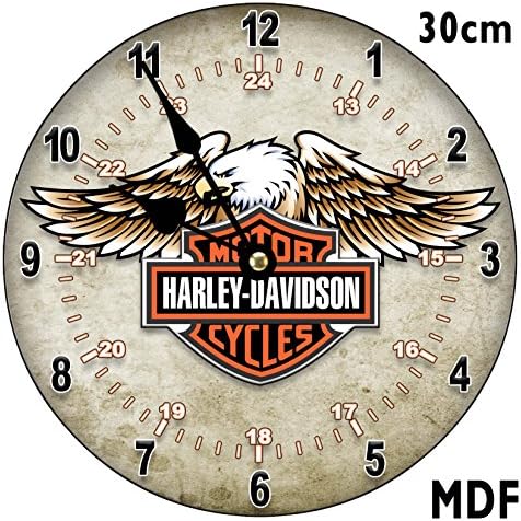 SGH HARLEY DAVIDSON MOTORCYCLE MOTORBIKE Large 30 cm MDF WOOD OLSEN Wall Clock Can be personalised