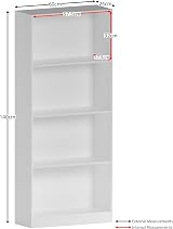 Vida Designs Cambridge 4 Tier Large Bookcase White Wood Shelving Unit view 3