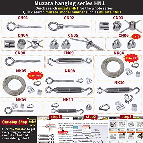 Muzata 10Pack 3.5 Inch Eye Hooks Screw in Heavy Duty Wood Terminal Ring