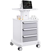 VEVOR Medical Cart with 3 Drawers and Top Tray, 4-Tier Rolling Utility Cart | Mobile Medical Trolley with ABS Material, Stable Rolling Cart with 4 Silent Wheels, for Clinic, Hospital, Lab, Salon, White