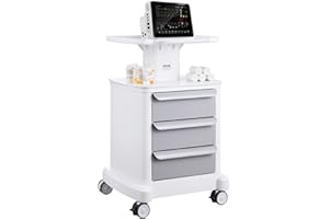 VEVOR 4 Tiers Lab Carts, Lab Utility Cart with 3 Drawers & 1 Top Tray, Mobile Medical Cart with ABS Material, Lab Rolling Cart with 4 Silent Wheels for Lab, Clinic, Hospital, Salon, White