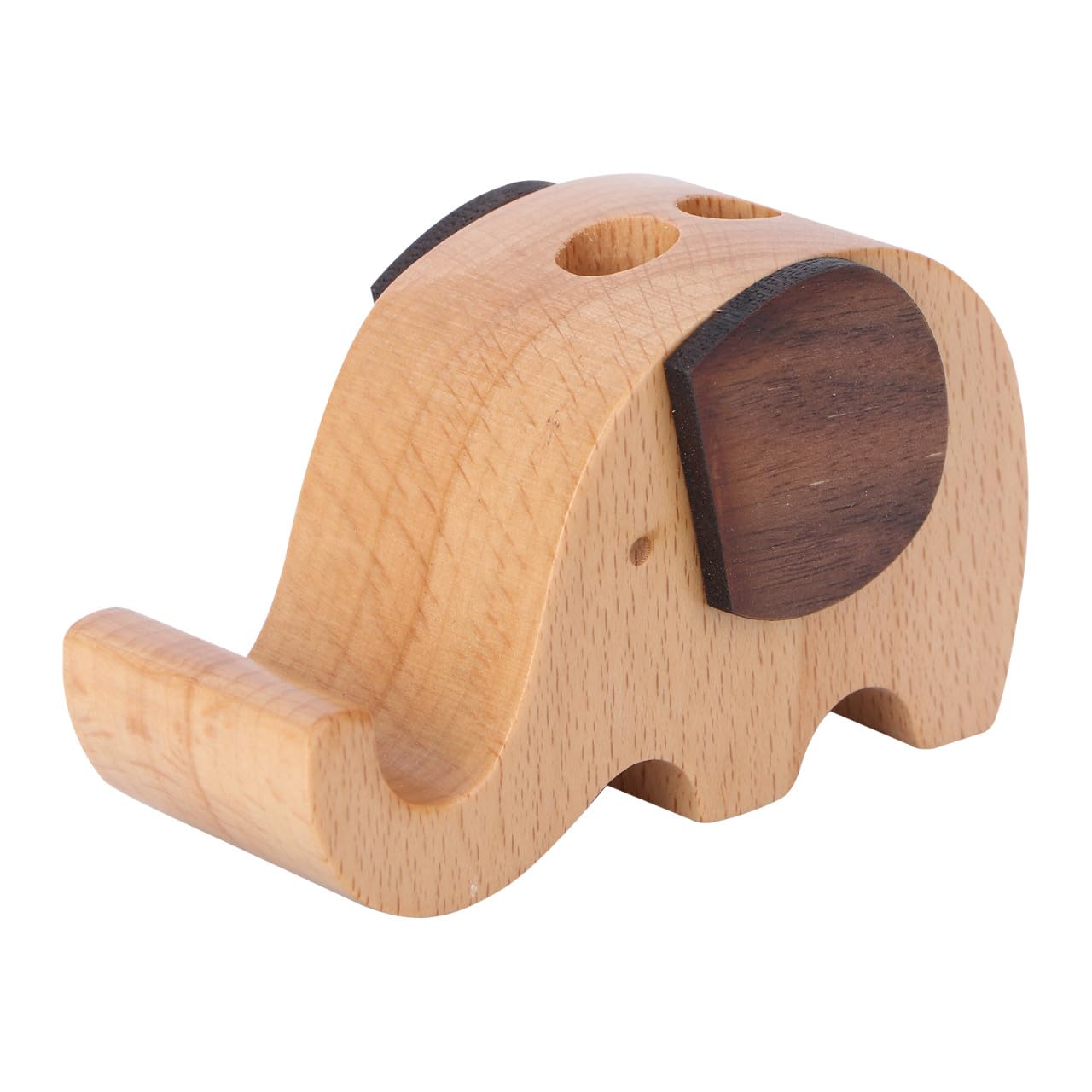 Hemobllo Wooden Phone Stand - Elephant Pencil Holder Phone Stand Wooden Pen Holder Elephant Pen Pot Holder Desk Decoration Animal Pencil Holder Stationary Gifts for Women Men