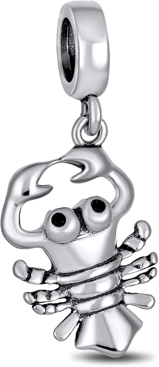 Nautical Lobster Vacation Travel Dangle Charm Bead For Women For Teen 925 Sterling Silver Fits European Bracelet