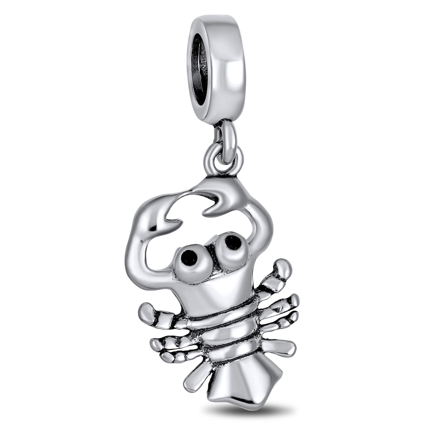 Nautical Lobster Vacation Travel Dangle Charm Bead For Women For Teen .925 Sterling Silver Fits European Bracelet