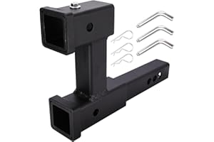 Angcosy Adjustable Dual Hitch Extension for 2-Inch Towing Receivers, 4,000lbs Capacity, Includes 3 Pcs 5/8" Hitch Pins, Anti-Rattle Design, Corrosion Resistant