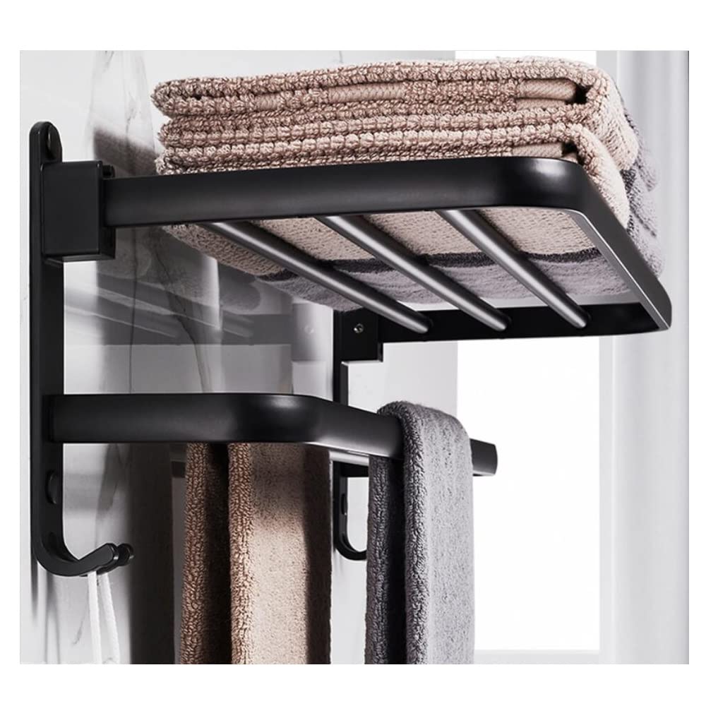 Hotel Towel Rack-XINGLO , SUS304 Stainless Steel Hanger Bar,Double Towel Bar,60cm/ 24-Inch,for Kitchen Bathrooms Lavatory Closets,Waterproof and Rustproof(Matte Black)